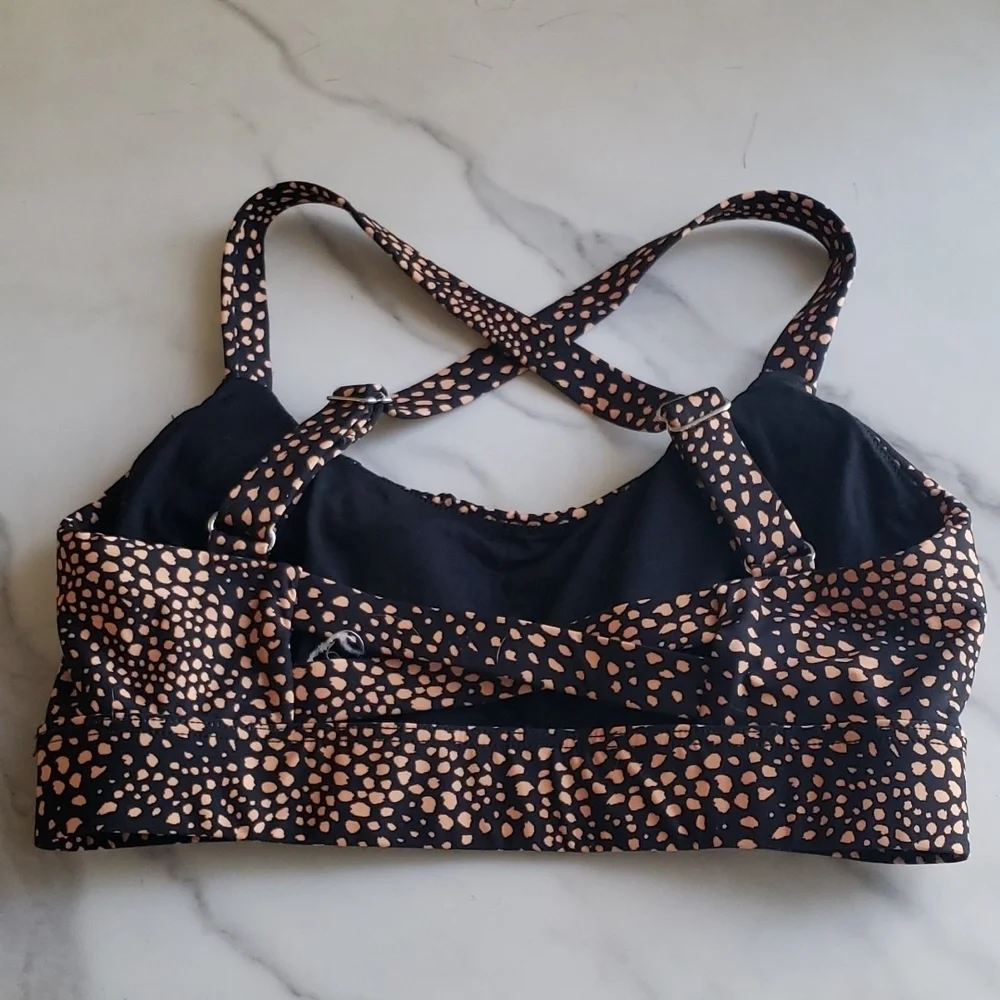 Seafolly Safari Spot Black Active Crop Top Sports Bra Size XS NWOT